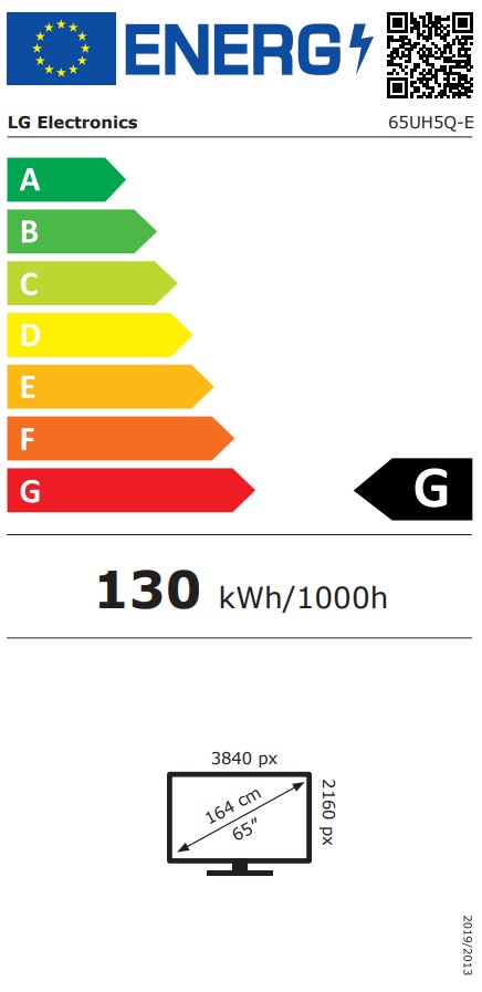 LG 65" signage 65UH5Q - UHD Signage, 500nit, 24/7, 25% haze, webOS 8.0, HDMI-out X, 29.7mm, even bezel (11.4), Chromium