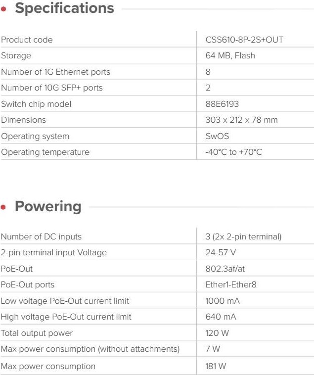 MikroTik CSS610-8P-2S+OUT Venkovní PoE switch s UPS netPower Lite 8P