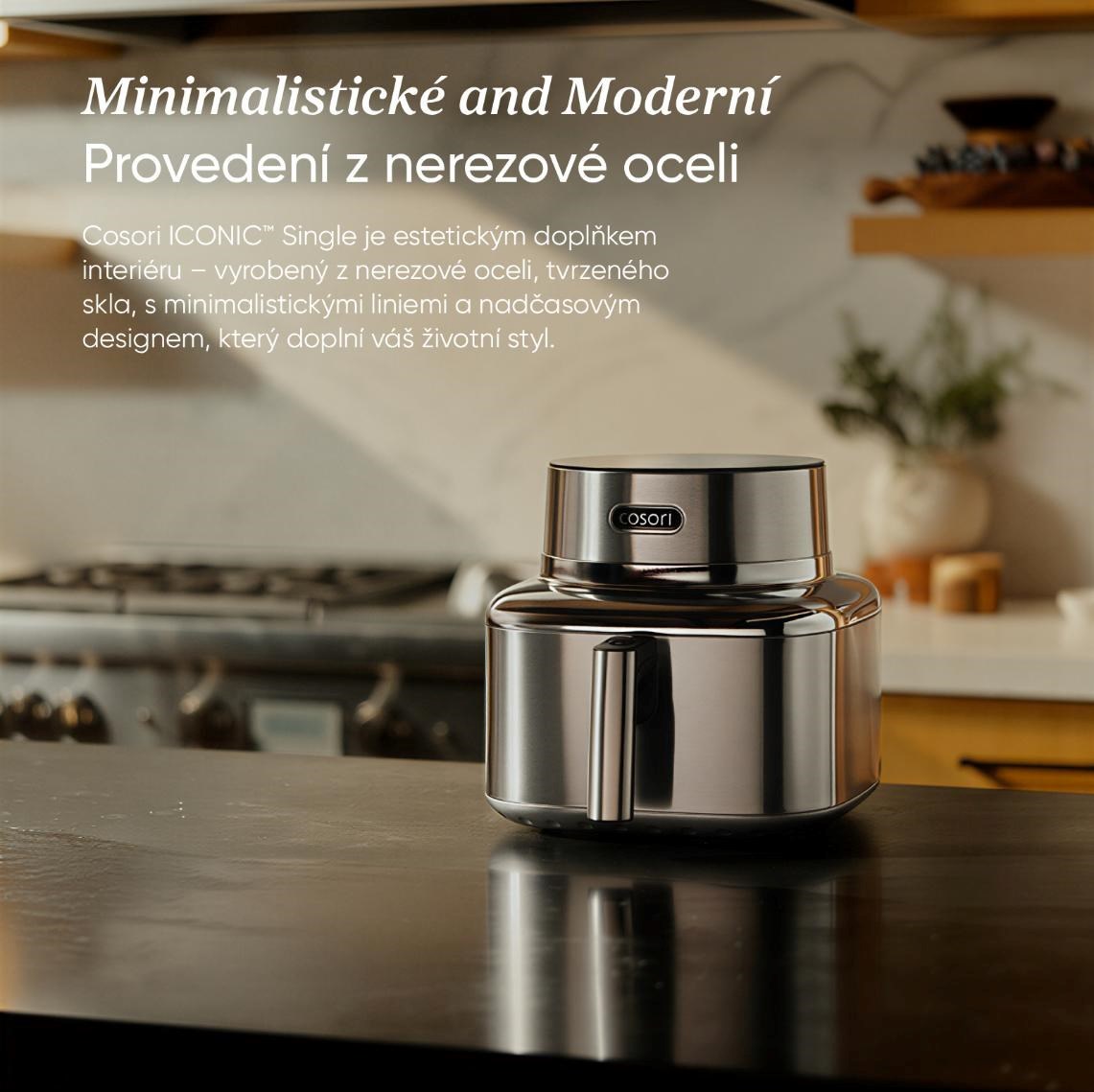 Cosori Iconic Single chytrá horkovzdušná fritéza 6,2 L nerez