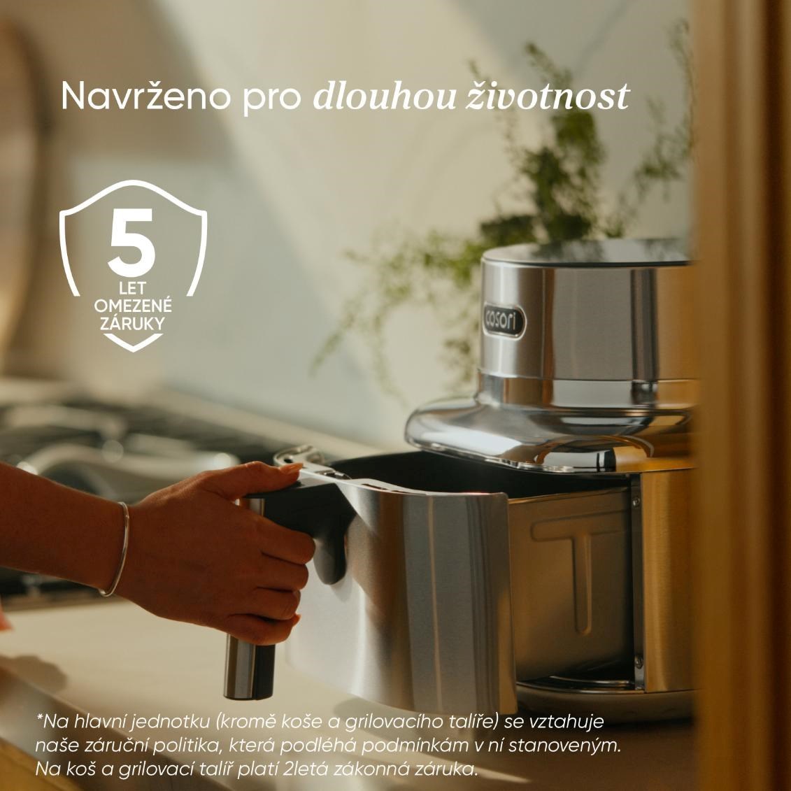 Cosori Iconic Single chytrá horkovzdušná fritéza 6,2 L nerez