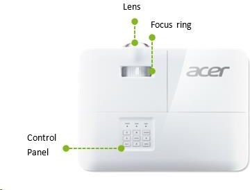 ACER Projektor S1387n, ShortThrow, WXGA (1280x800), 4000 ANSI, 20 000:1, VGA, HDMI, RJ45, repro 1x16W, 3.1Kg, LumiSense,