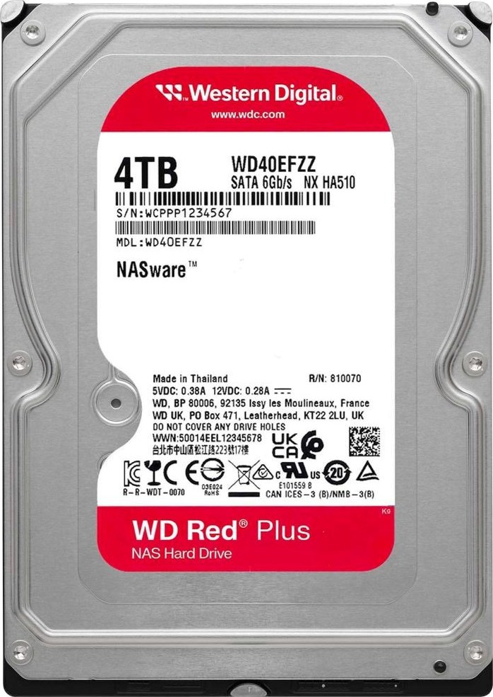 Western Digital WD RED PLUS NAS WD40EFZZ 4TB, SATA III 3.5", 128MB 5400RPM, 180MB/s, CMR