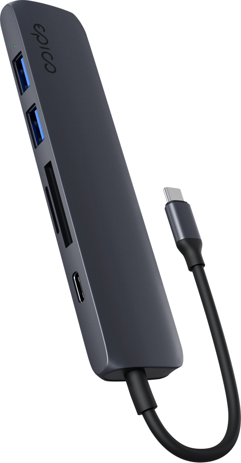 Epico 6v1 hliníkový USB-C 8K hub - inkoustová