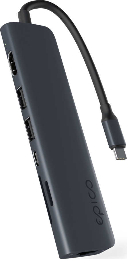 Epico 7v1 hliníkový USB-C 8K hub - inkoustová