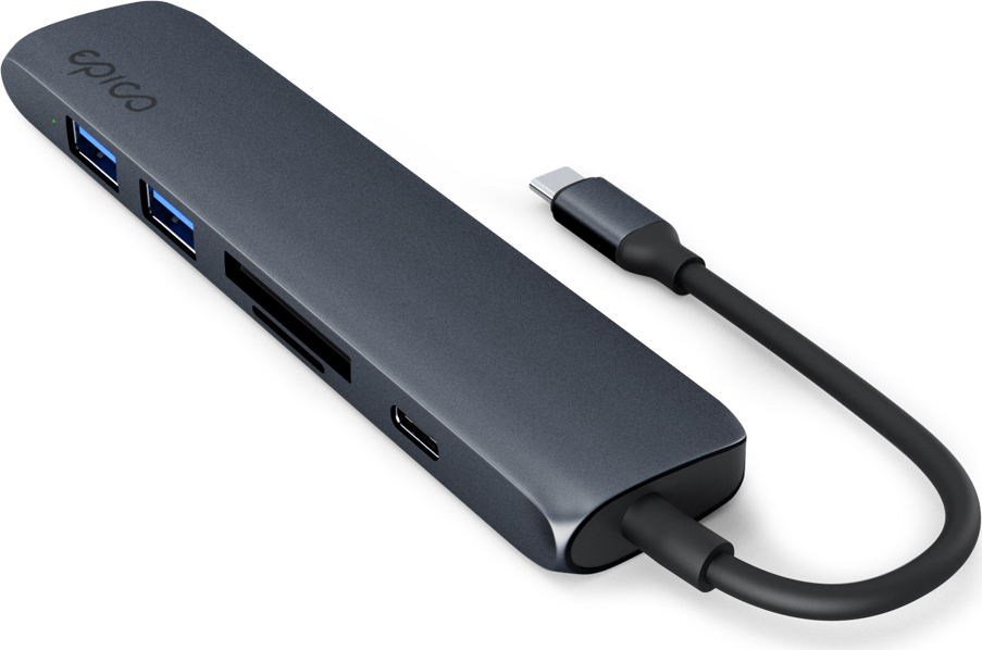Epico 7v1 hliníkový USB-C 8K hub - inkoustová