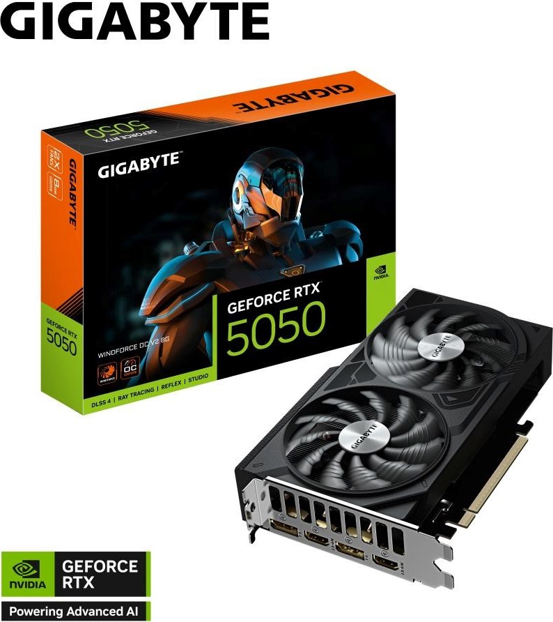 GIGABYTE VGA NVIDIA GeForce RTX 5050 WINDFORCE OC V2 8G, 8G GDDR6, 2xDP, 2xHDMI