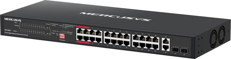 MERCUSYS switch MS128GP (24xGbE,24xPoE+,2xGbE,2xSFP,295W)