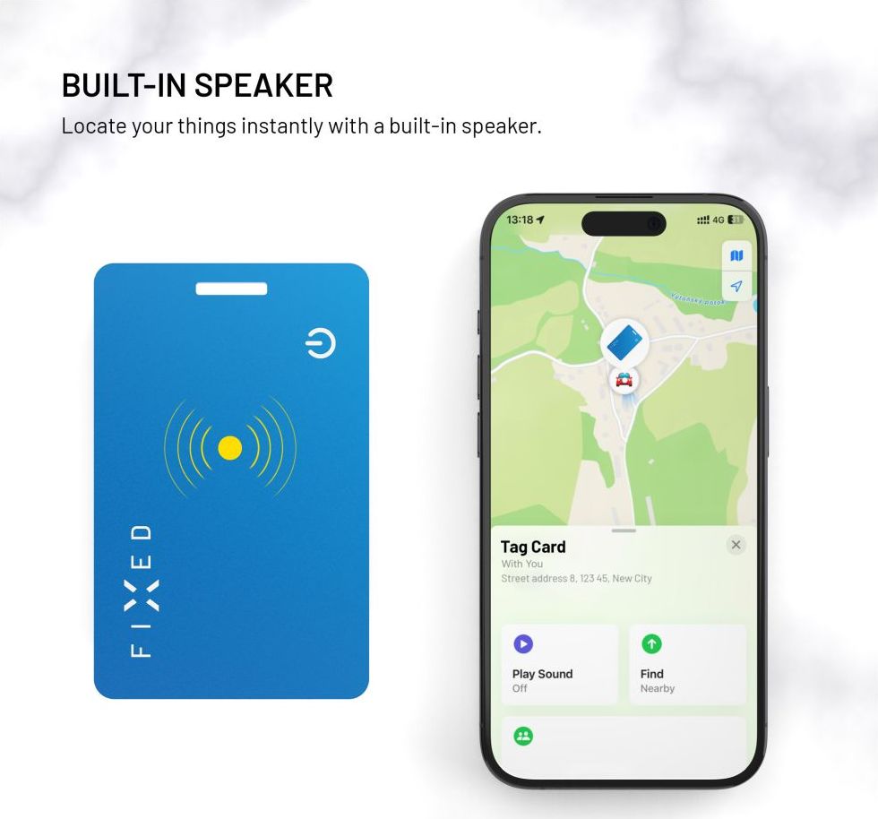 Smart tracker FIXED Tag Card 2,Find My, modrý