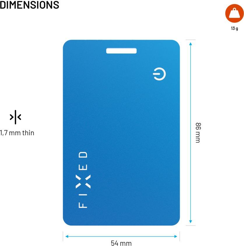 Smart tracker FIXED Tag Card 2,Find My, modrý