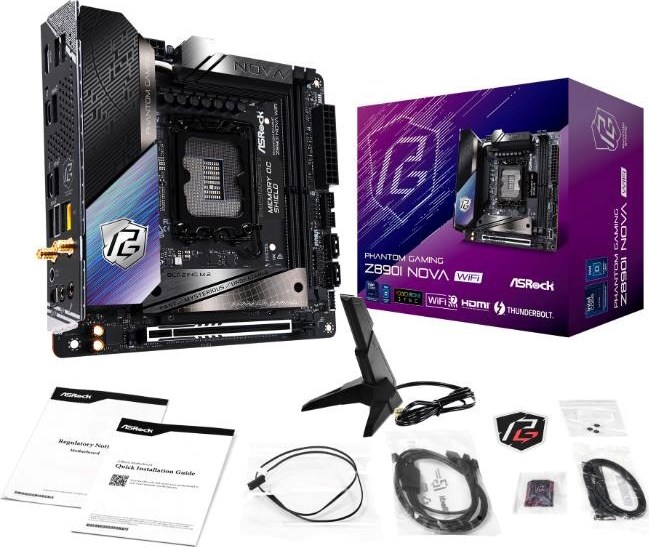 ASRock MB Sc LGA1851 Z890I NOVA WIFI, Intel Z890, 2xDDR5, 1xHDMI, 2xThunderbolt, WI-FI, mITX