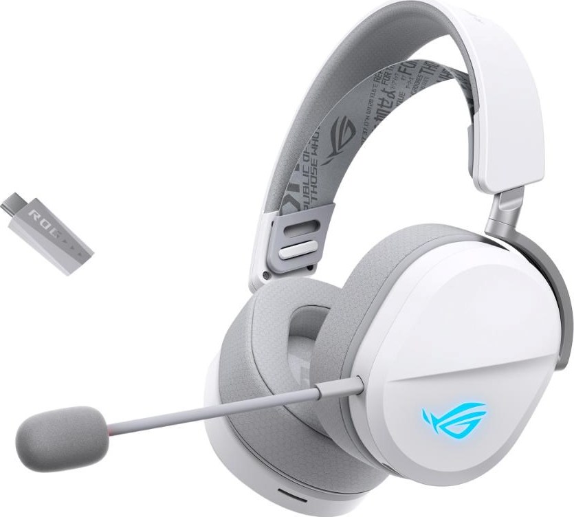 ASUS sluchátka ROG Pelta, Bezdrátové BT a RF 2.4GHz, ARGB, bílá