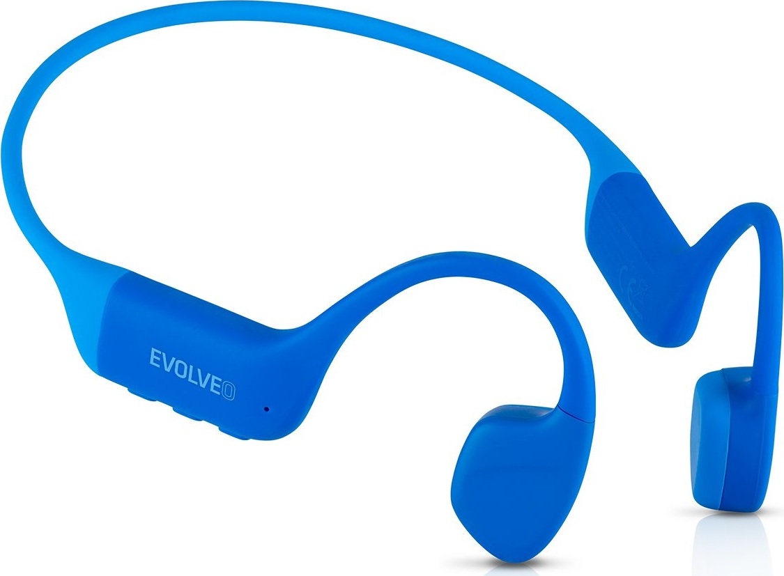 EVOLVEO bezdrátová sluchátka BoneMax MP3 32GB, na lícní kosti, IPX8, modrá