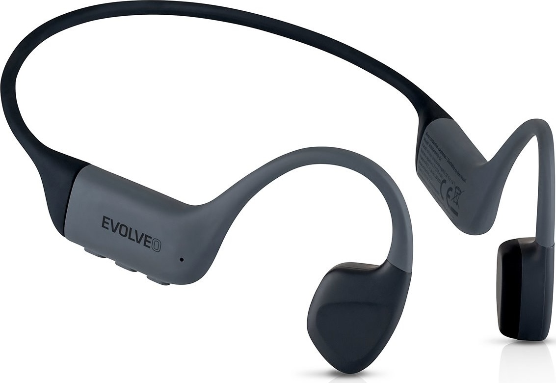 EVOLVEO bezdrátová sluchátka BoneMax MP3 32GB, na lícní kosti, IPX8, šedá