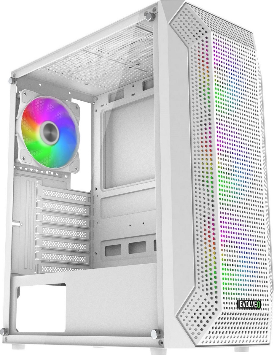 EVOLVEO Xenon, skříň ATX, 4x ARGB ventilátor 120mm, přední panel airflow mesh, bílá