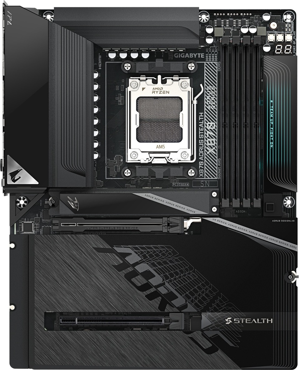 GIGABYTE MB Sc AM5 X870 AORUS STEALTH, AMD X870, 4xDDR5, 1xHDMI, 2xUSB4, WiFi