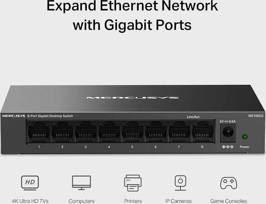 MERCUSYS switch MS108GS (8xGbE, fanless)