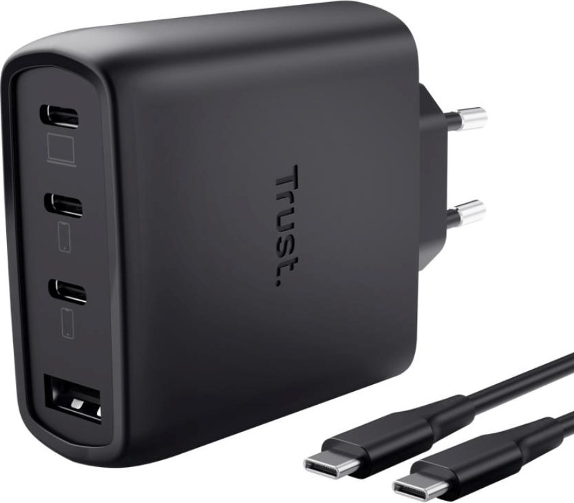 TRUST GaN Nabíječka MAXO 65W, 3xUSB-C,1xUSB-A, černá