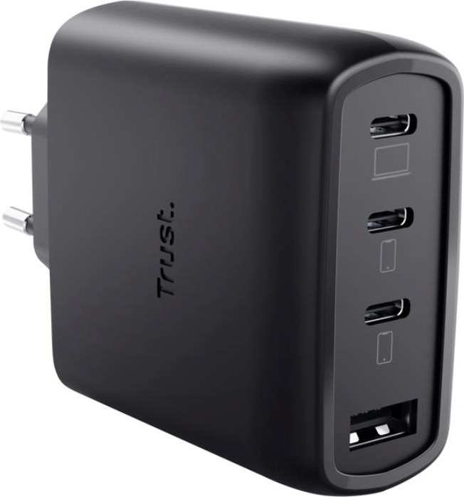 TRUST GaN Nabíječka MAXO 65W, 3xUSB-C,1xUSB-A, černá