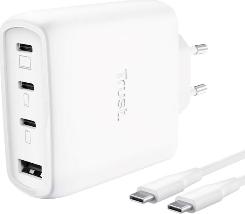 TRUST GaN Nabíječka MAXO 65W, 3xUSB-C,1xUSB-A, bílá