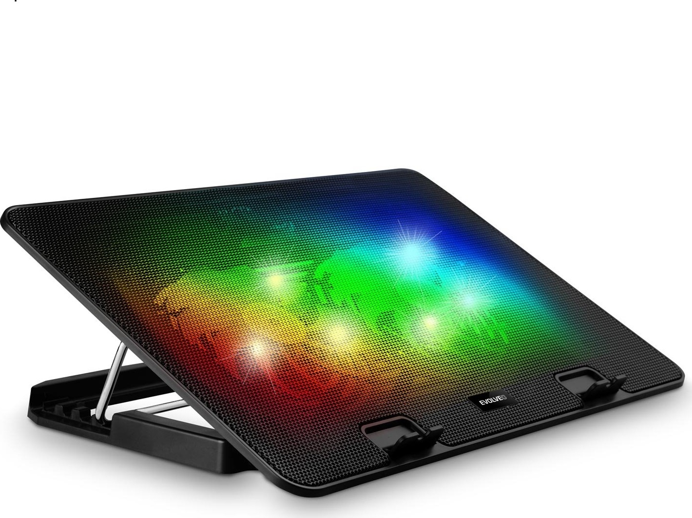 EVOLVEO A101RGB, chladící podložka pro notebook, 2x ventilátor, RGB podsvícení