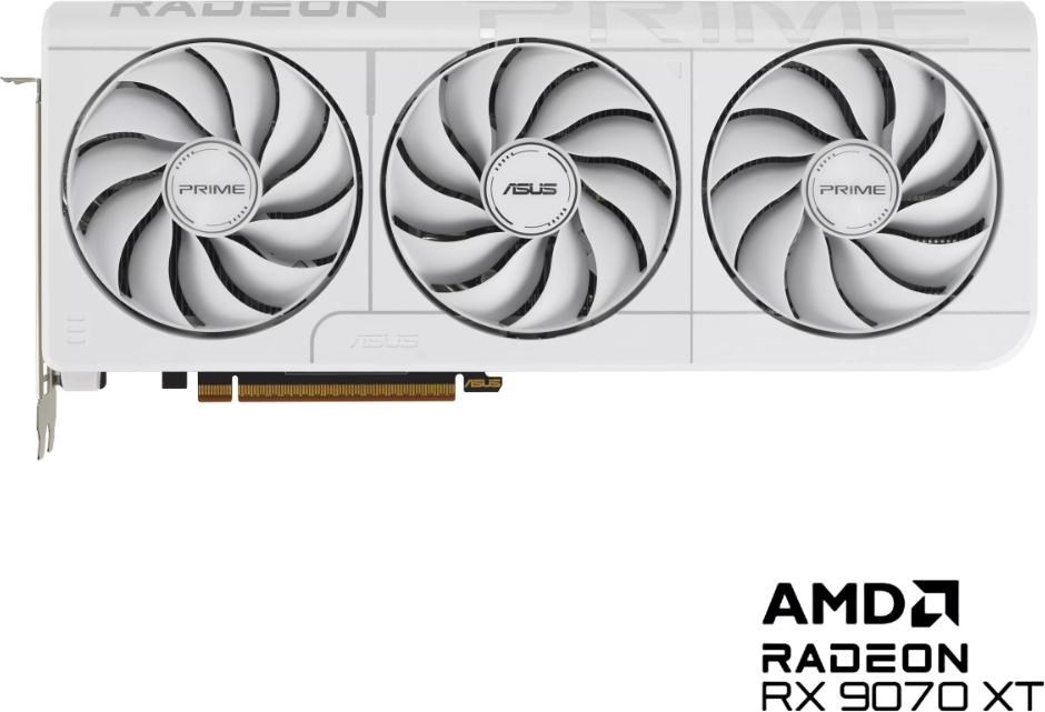 ASUS VGA AMD RADEON RX 9070 XT PRIME 16GB OC WHITE, RX 9070 XT, 16GB GDDR6, 3xDP, 1xHDMI