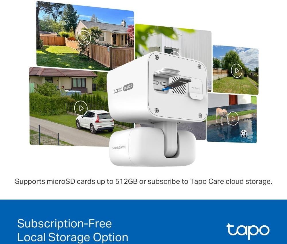 TP-Link Tapo C645D KIT venkovní/outdoor otočná kamera (2x 3MP, 2K 1296p, IR 10m, WiFi, micro SD card)