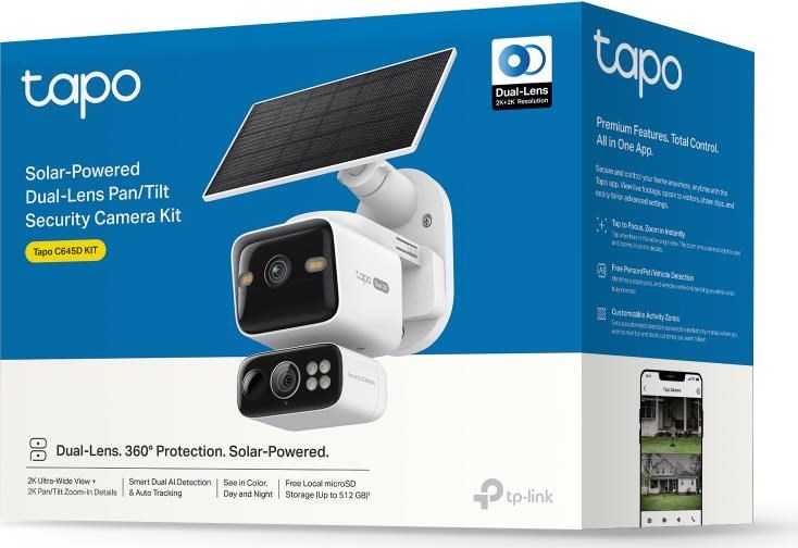 TP-Link Tapo C645D KIT venkovní/outdoor otočná kamera (2x 3MP, 2K 1296p, IR 10m, WiFi, micro SD card)
