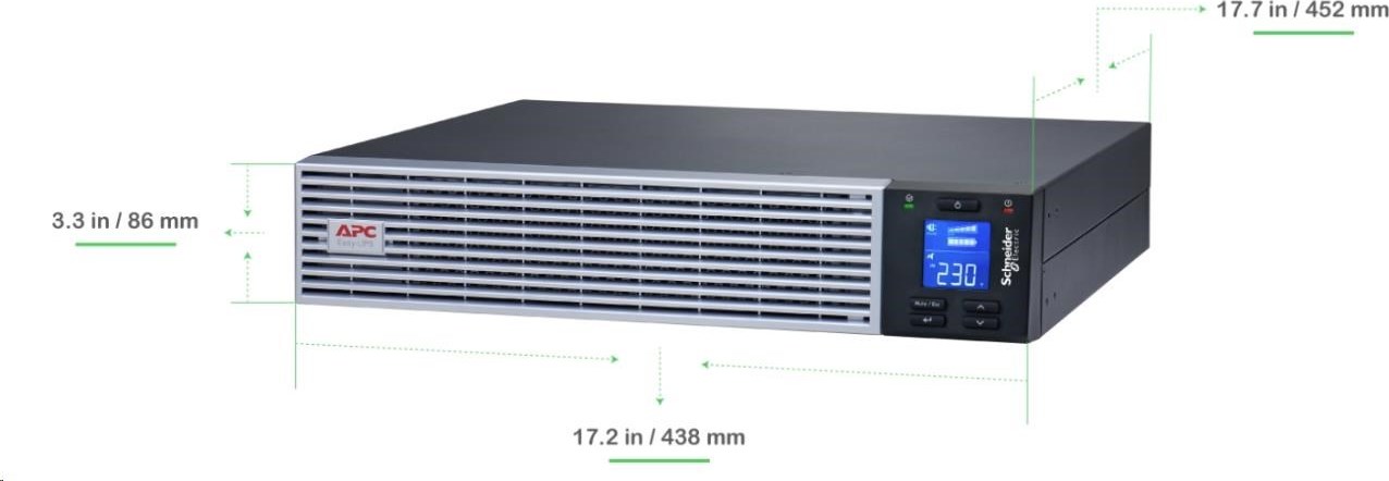 APC Easy UPS On-Line, 1000VA/900W Li-ion, Rack/Tower 2U, 230V, 6 IEC C13 outlets, Intelligent Card Slot, W/ rail kit