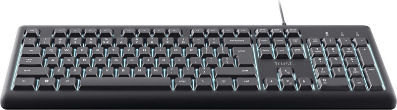 TRUST klávesnice Primo, Membránová, USB-C, Podsvícená, černá CZ/SK