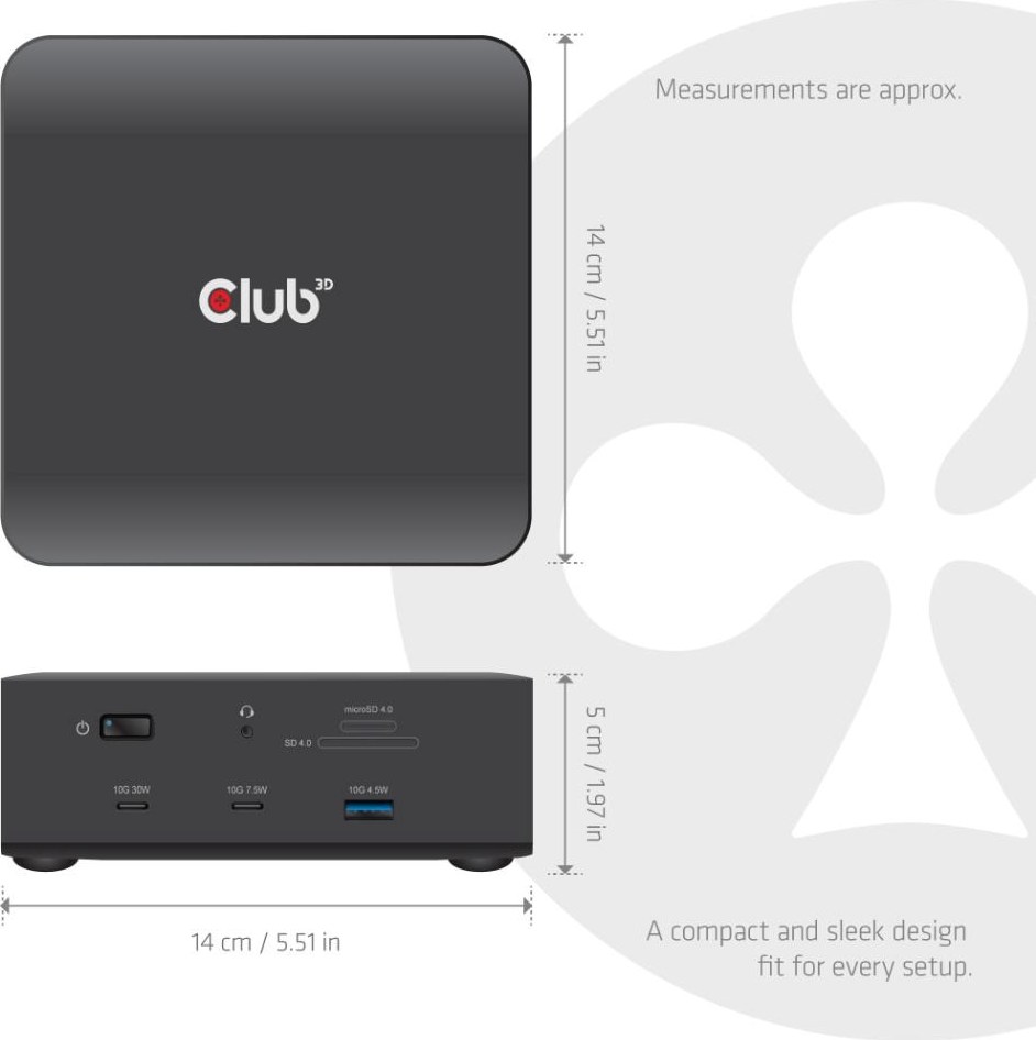 Club 3D Club3D Dokovací stanice Thunderbolt 5 13v1, 1x M.2 SSD slot, 1xUSB-C TB5, 2xUSB-C,3xUSB-A,2xHDMI,1xmicroSD/SD,1xEthernet