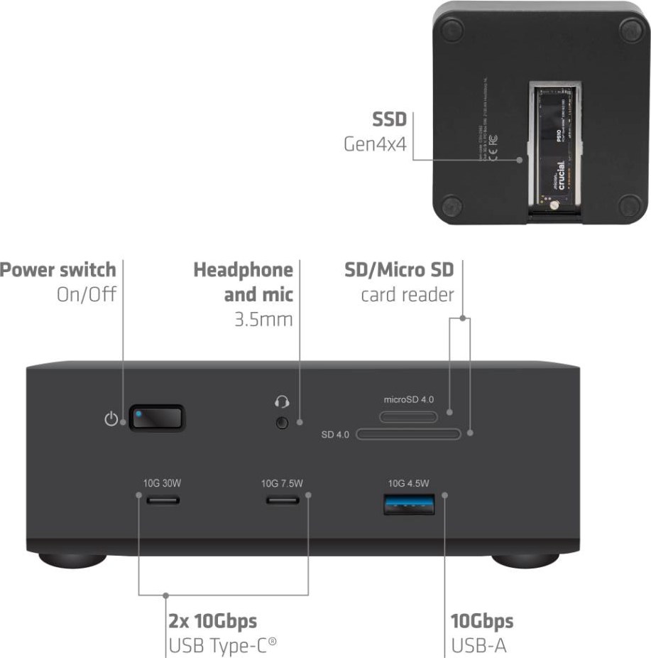 Club 3D Club3D Dokovací stanice Thunderbolt 5 13v1, 1x M.2 SSD slot, 1xUSB-C TB5, 2xUSB-C,3xUSB-A,2xHDMI,1xmicroSD/SD,1xEthernet