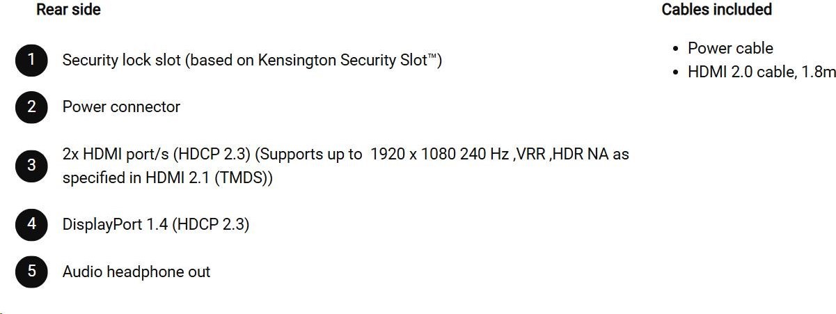 DELL LCD SE2426HG - 24"/FHD/IPS/1920x1080/16:9/240Hz/5ms/1000:1/300 cd/m2/HDMI/DP/VESA//3YNBD (210-BTTF)