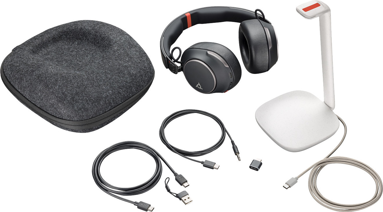 HP Inc. Poly bezdrátová náhlavní souprava Voyager Surround 85, BT700 USB-C adaptér, USB-C/A adaptér, stereo, nabíjecí stojánek