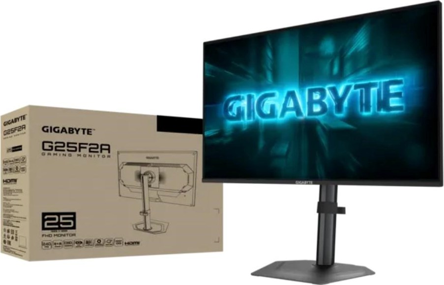 GIGABYTE LCD - 24,5" Gaming monitor G25F2A, IPS, 1920x1080 FHD, 240Hz, 1000:1, 300cd/m2, 1ms, 2xHDMI, 1xDP
