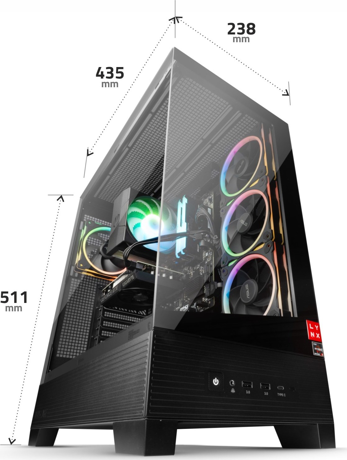 LYNX Challenger Ryzen 7 7800X3D 32GB 2TB SSD NVMe RX 9070XT 16G W11 Home