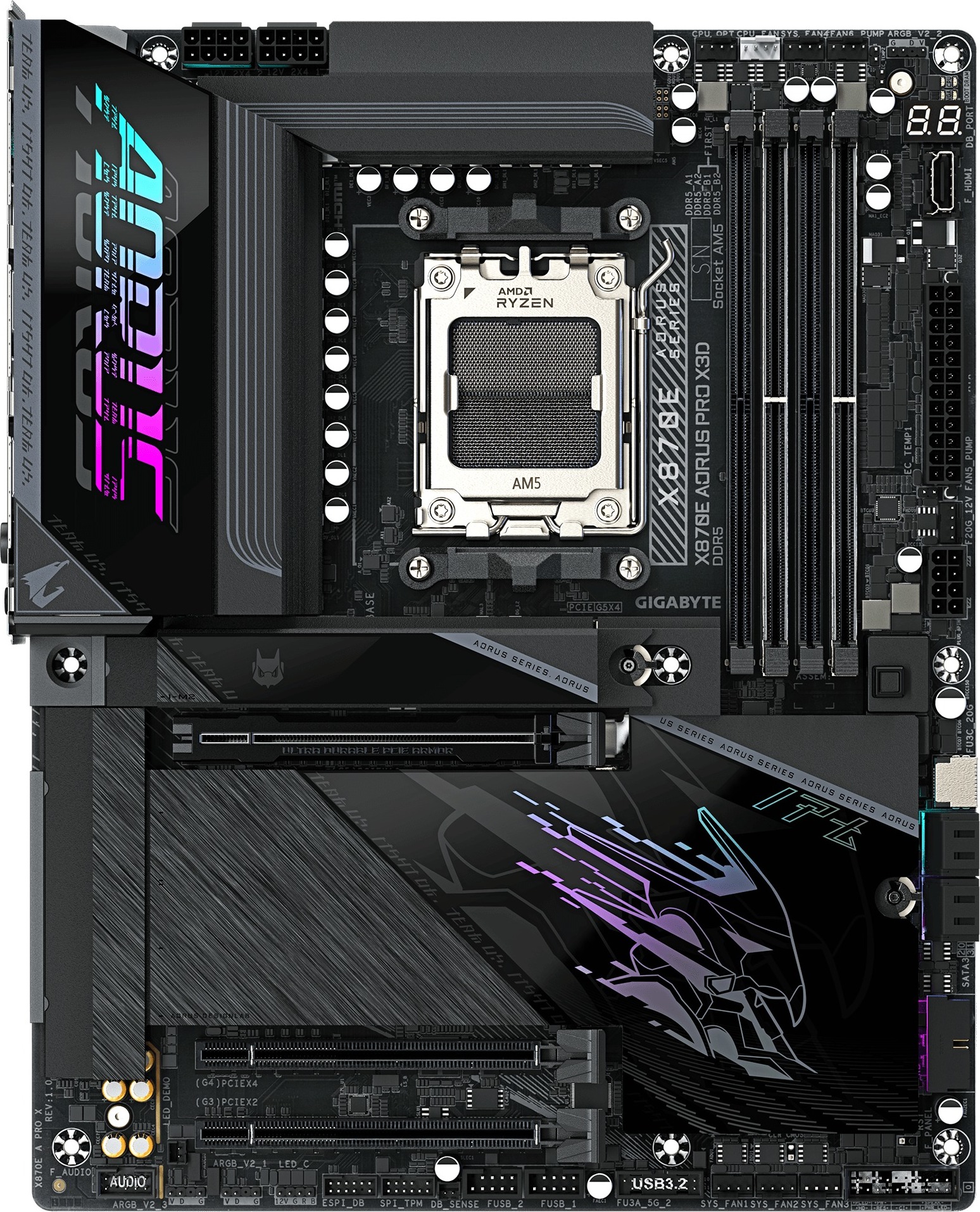 GIGABYTE MB Sc AM5 X870E A PRO X, AMD X870E, 4xDDR5, 2xUSB-C, 2xHDMI, Wifi, ATX