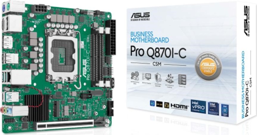ASUS MB Sc LGA1851 PRO Q870I-C-CSM, Intel Q870, 4xDDR5, 2xDP, 1xHDMI, Mini-ITX