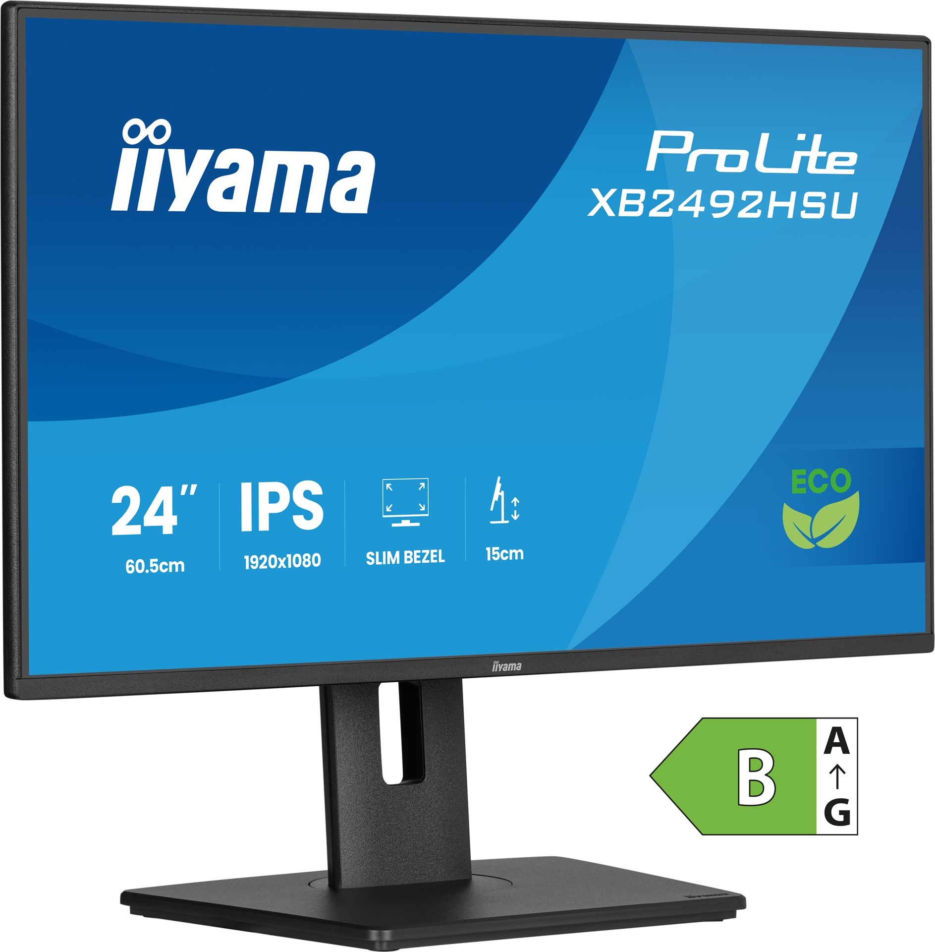 24" iiyama XB2492HSU-B1:IPS,FHD,HDMI,DP,green,HAS