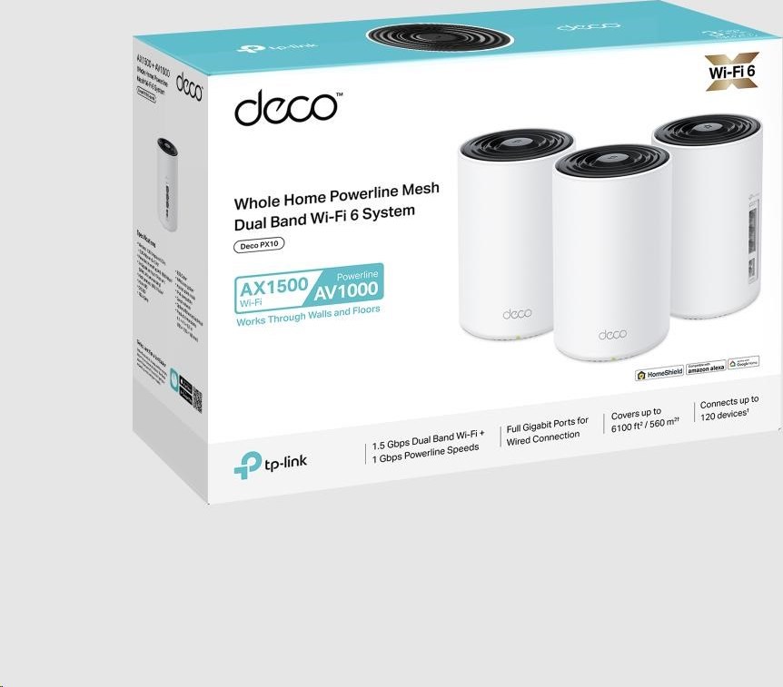 TP-Link Deco PX10(3-pack) WiFi6 Powerline Mesh (AX1500,AV1000,2,4GHz/5GHz,3xGbELAN/WAN)