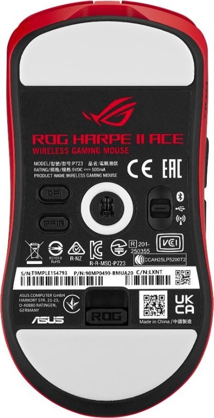 ASUS Herní myš ROG Harpe II Ace, Bezdrátová, červená