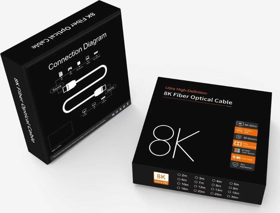PREMIUMCORD Ultra High Speed HDMI 2.1 optický fiber kabel 8K@60Hz, zlacené 7m