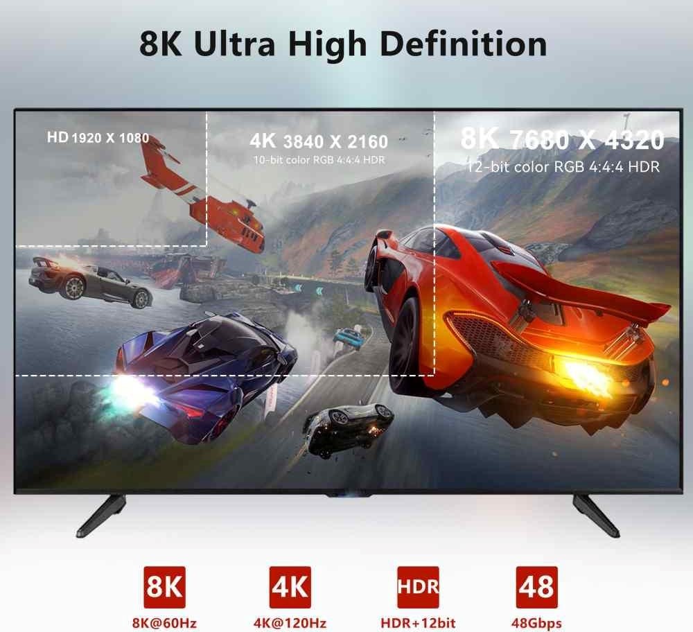 PREMIUMCORD Ultra High Speed HDMI 2.1 optický fiber kabel 8K@60Hz, zlacené 7m