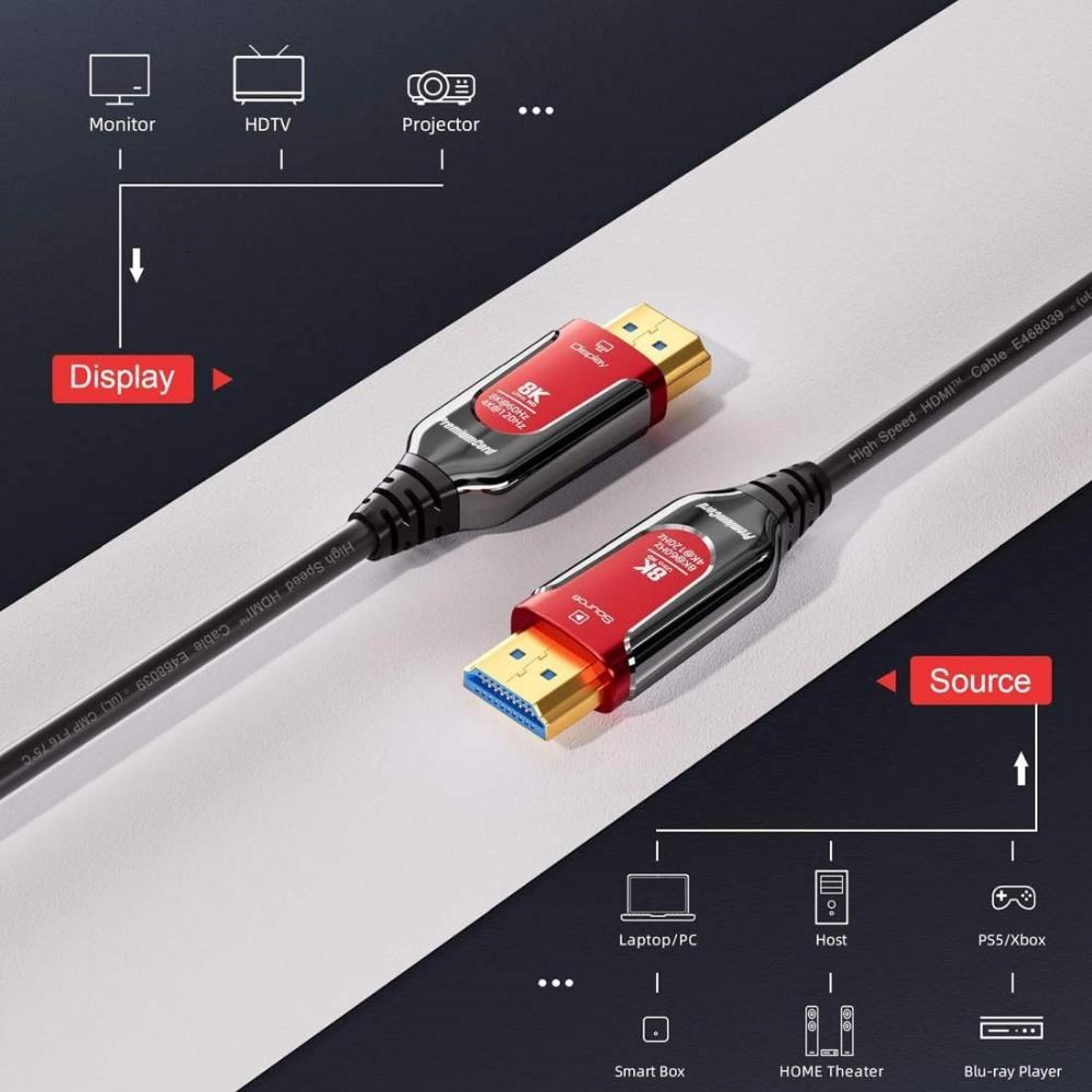 PREMIUMCORD Ultra High Speed HDMI 2.1 optický fiber kabel 8K@60Hz, zlacené 7m
