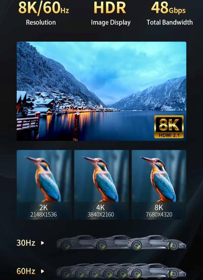 PREMIUMCORD Ultra High Speed HDMI 2.1 optický fiber kabel 8K@60Hz, zlacené 7m