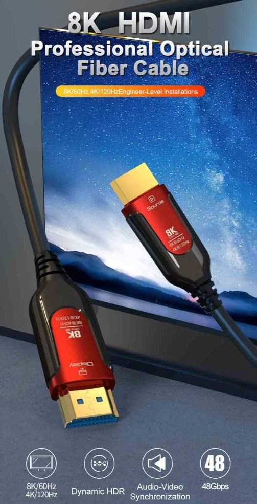 PREMIUMCORD Ultra High Speed HDMI 2.1 optický fiber kabel 8K@60Hz, zlacené 7m