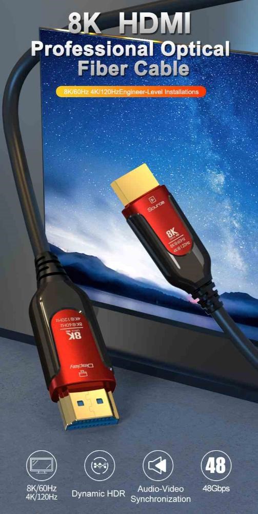 PREMIUMCORD Ultra High Speed HDMI 2.1 optický fiber kabel 8K@60Hz, zlacené 10m