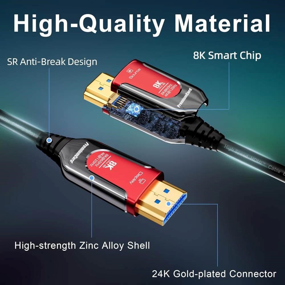 PREMIUMCORD Ultra High Speed HDMI 2.1 optický fiber kabel 8K@60Hz, zlacené 30m