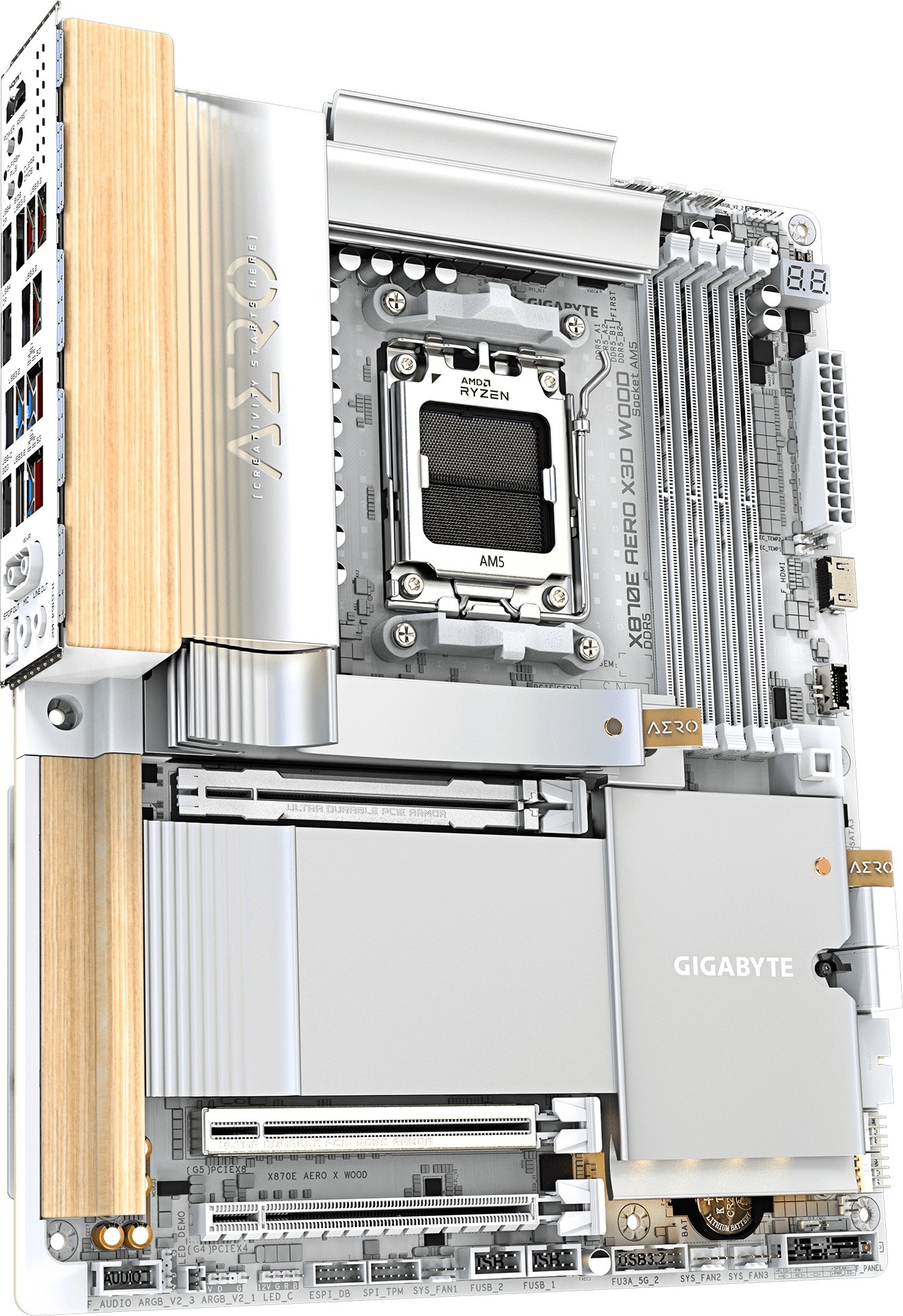 GIGABYTE MB Sc AM5 X870E AERO X WOOD, AMD X870E. 4xDDR5, 2xUSB-C, 2xHDMI, Wifi, ATX