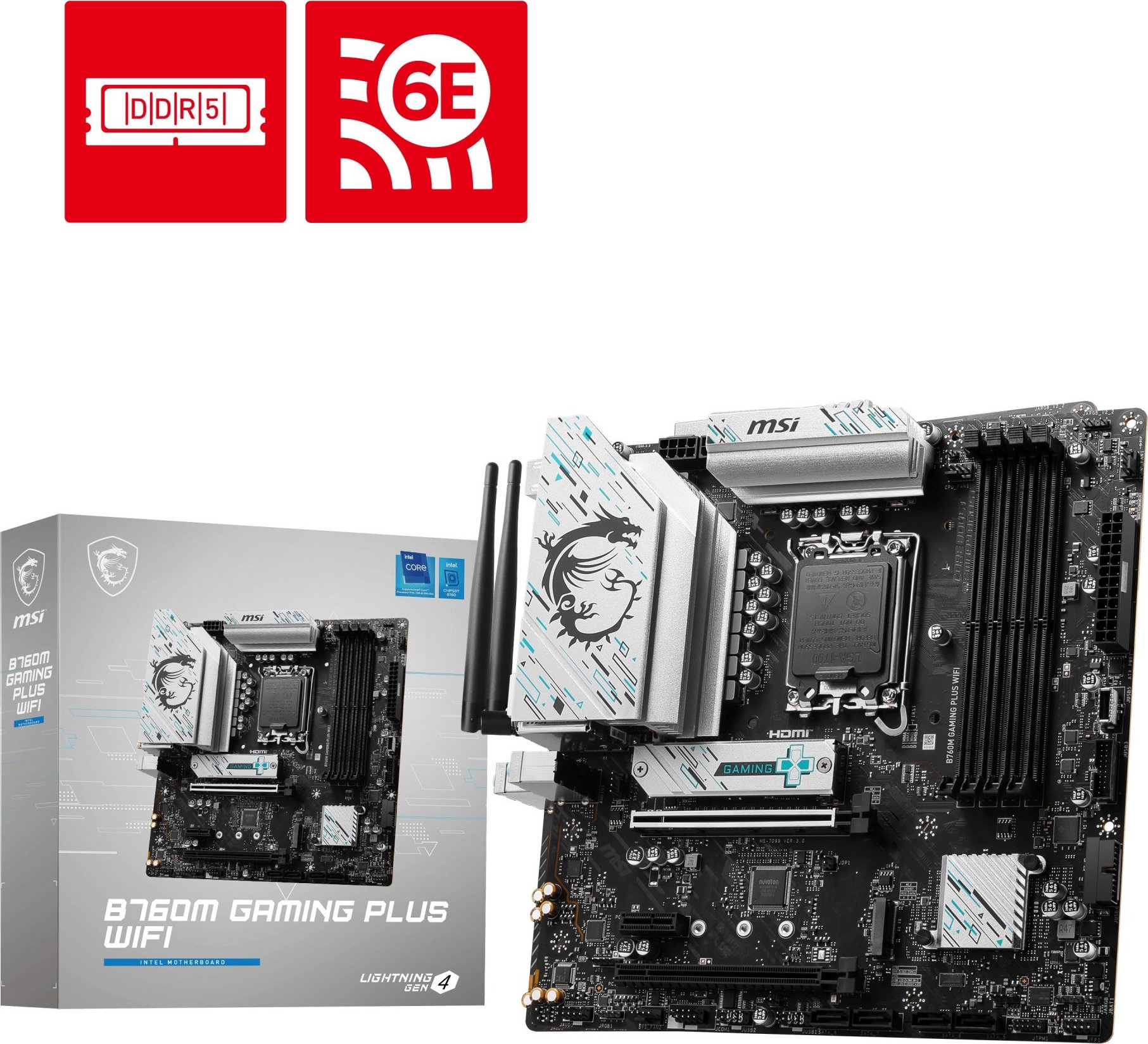 MSI MB Sc LGA1700 B760M GAMING PLUS WIFI, Intel B760, 4xDDR5, 2xDP, 2x HDMI, mATX