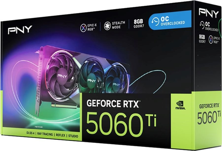 PNY VGA Nvidia GeForce RTX 5060 Ti 8GB ARGB Triple Fan OC, RTX 5060 Ti OC, 8GB GDDR7, 3xDP, 1xHDMI